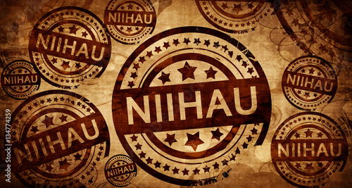 Niihau, vintage stamp on paper background