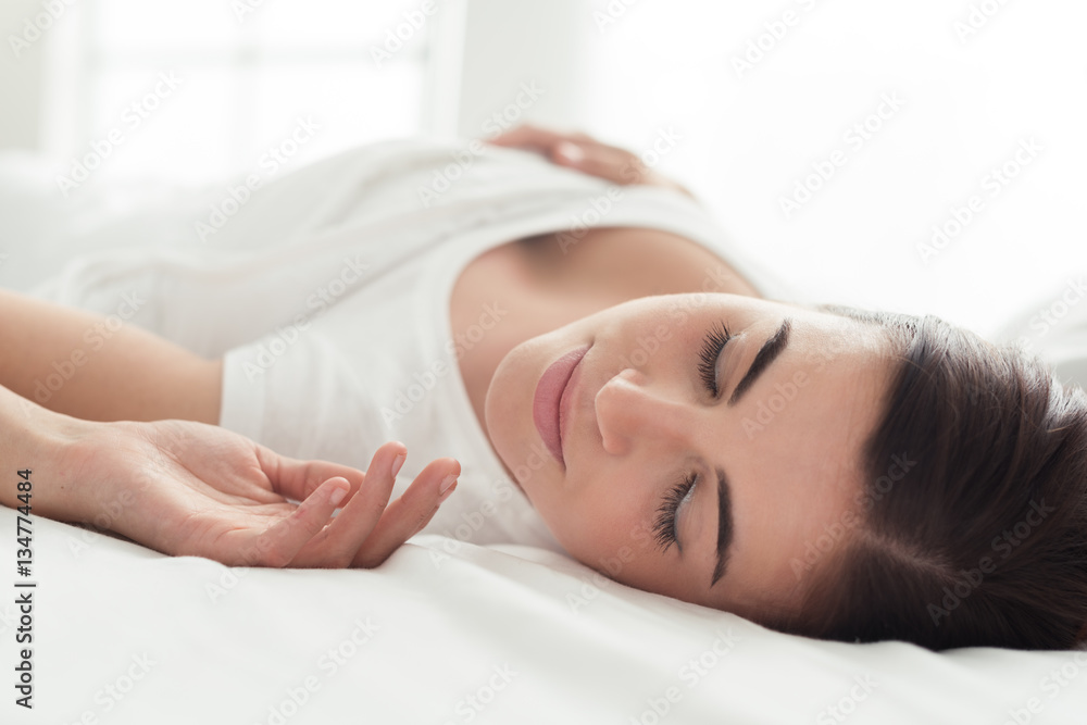 Beautiful woman sleeping in bed Beautiful woman sleeping in bed
