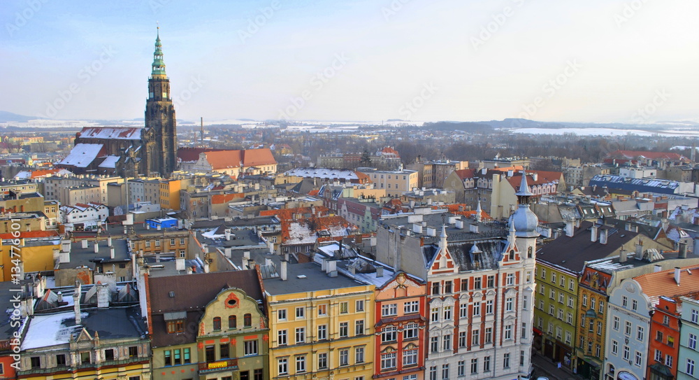 Zimowe miasto widziane z góry