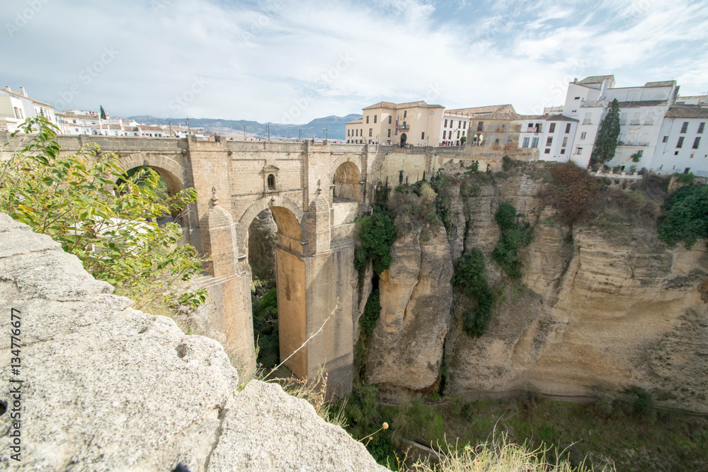 wide angle view of the bridge at Ronda 
