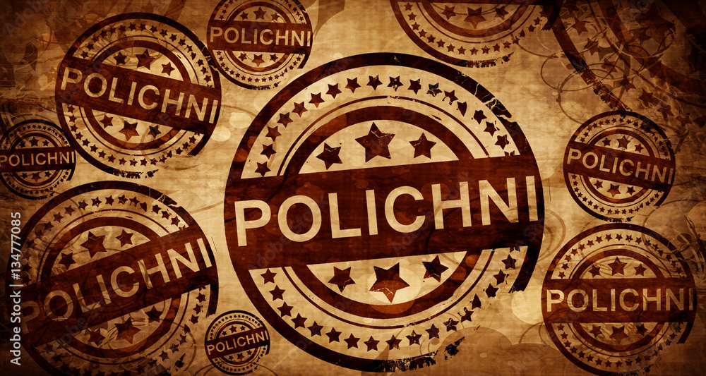 Polichni, vintage stamp on paper background