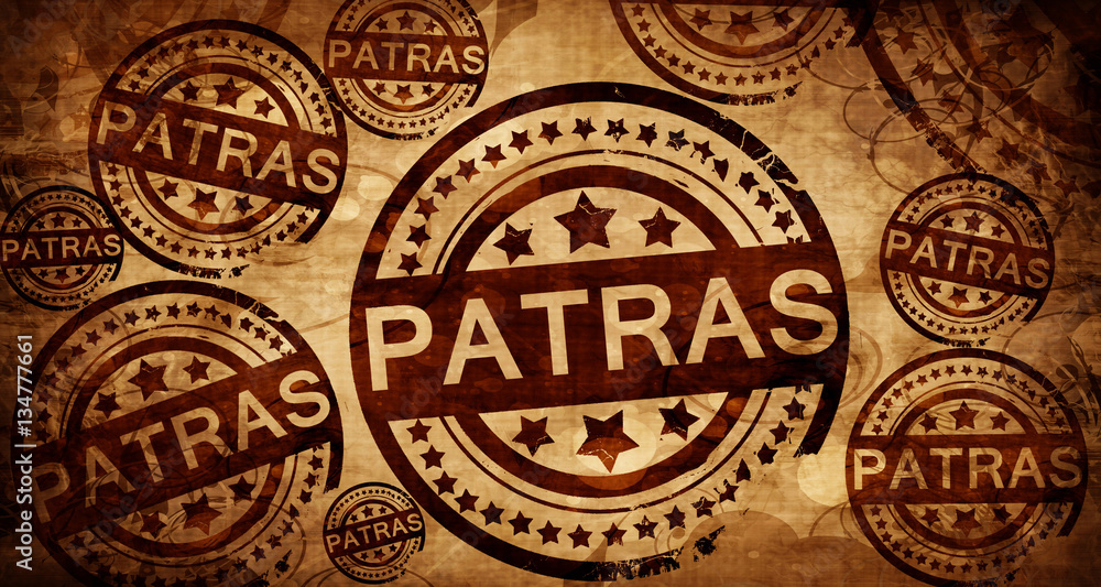 Patras, vintage stamp on paper background