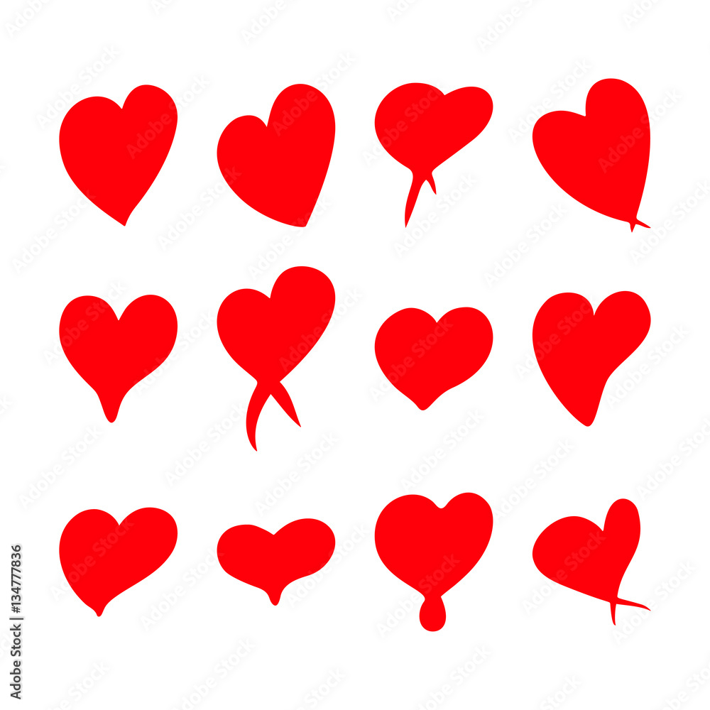 Red hearts set, Valentine day love adult xxl vintage wedding  invitation design