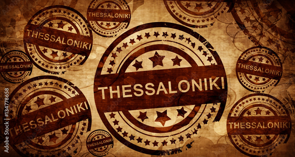 Thessaloniki, vintage stamp on paper background
