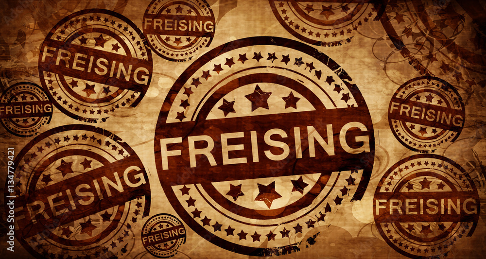 Freising, vintage stamp on paper background