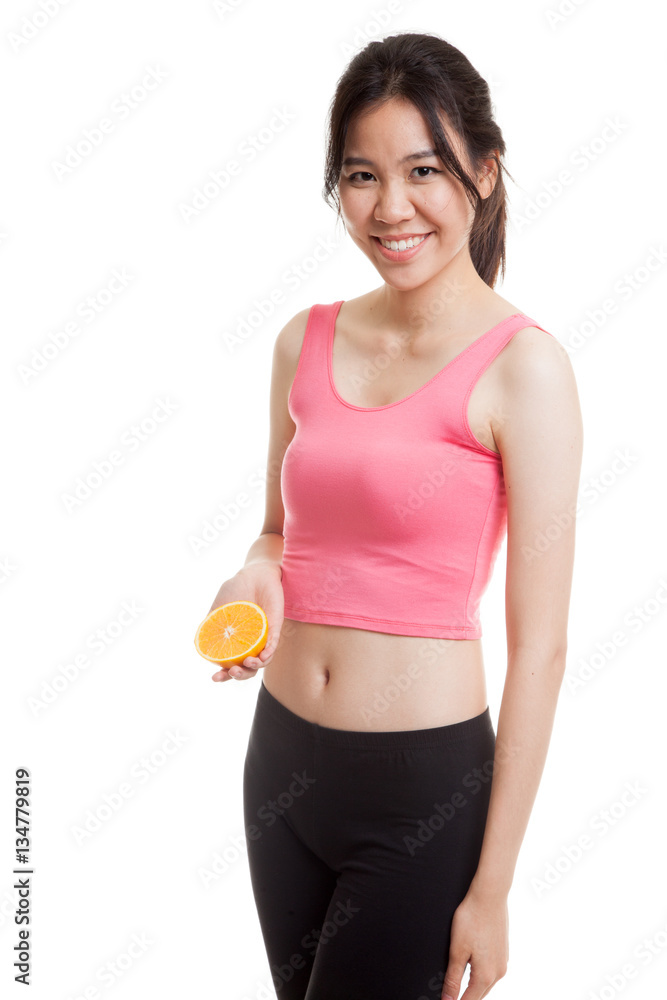 Beautiful Asian healthy girl with orange fruit. Beautiful Asian healthy girl with orange fruit.