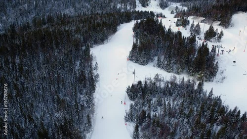 Drone shot of Tryvann winterpark, Norway, folow photo