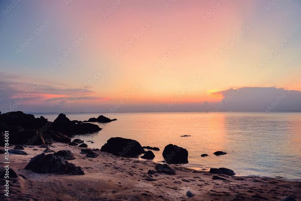 Colorful sunset on Koh Phangan island in Thailand