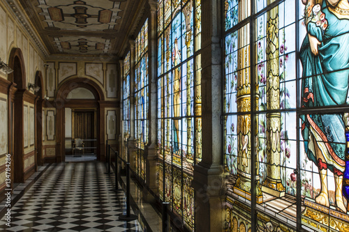 Stained glass windows inside the Castle of Chapultepec in Mexico City - Mexico photo