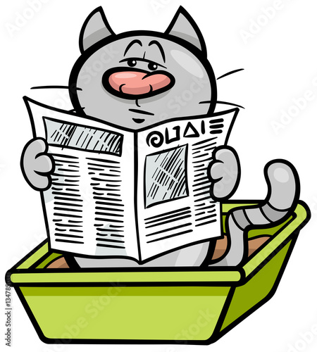 cat in litter box cartoon