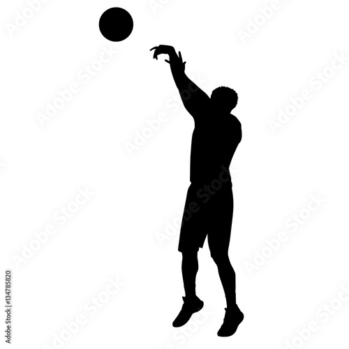 Shooting basketball player, vector silhouette