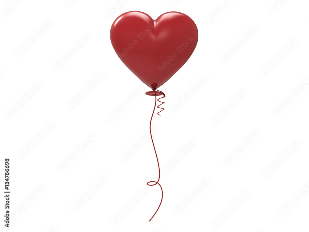 3D illustration red balloon heart