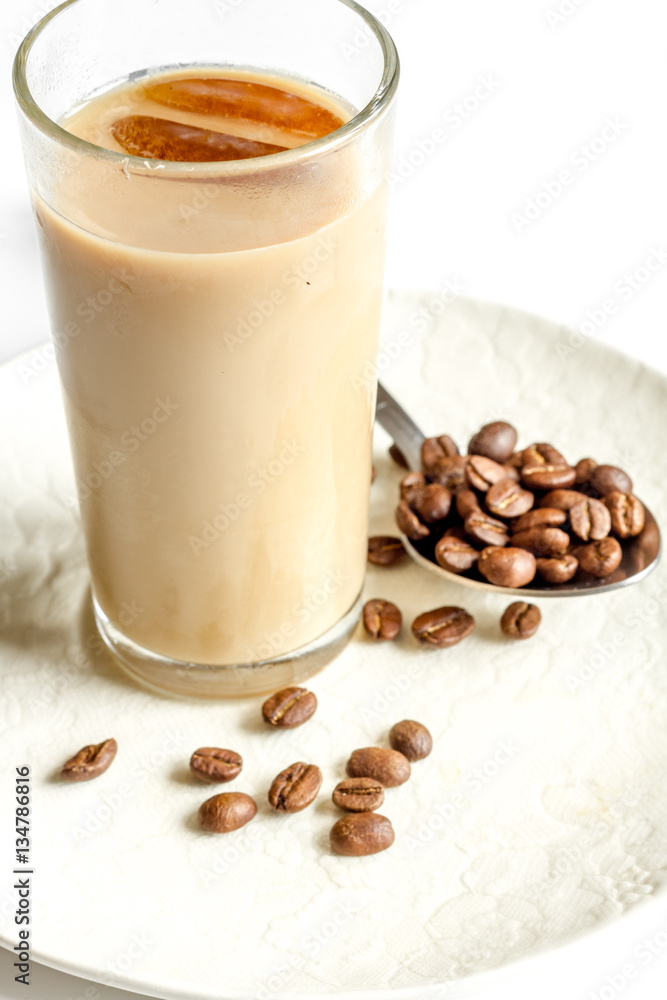 coffee with ice in glass on white background coffee with ice in glass on white background