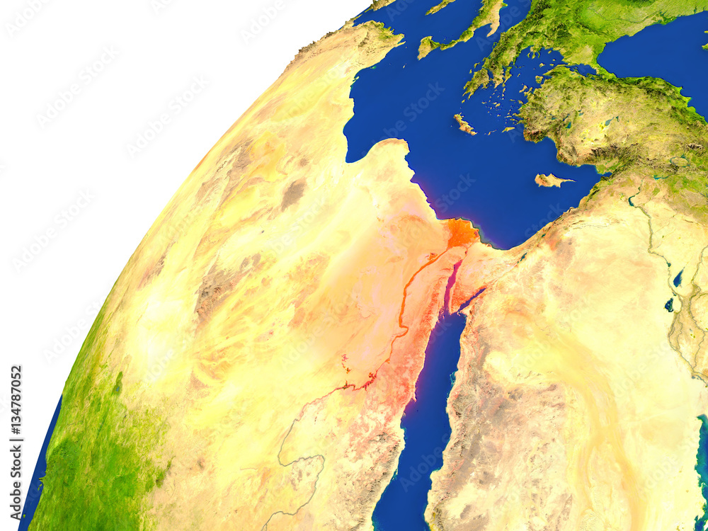 Country of Egypt satellite view