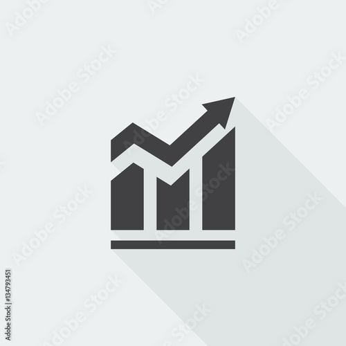 Black flat Trend icon with long shadow on white background