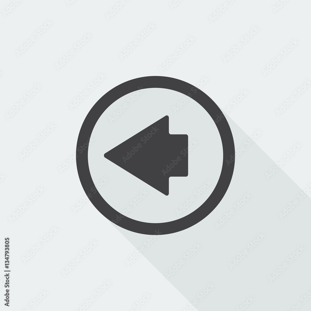 Black flat Arrow Left icon with long shadow on white background Black flat Arrow Left icon with long shadow on white background