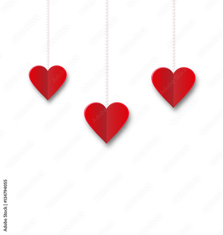 Background of hearts hanging on strings - Valentine s Day Background of hearts hanging on strings - Valentine s Day