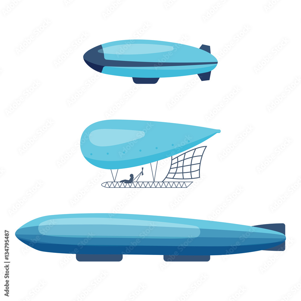 Ballon aerostat transport vector set. Ballon aerostat transport vector set.