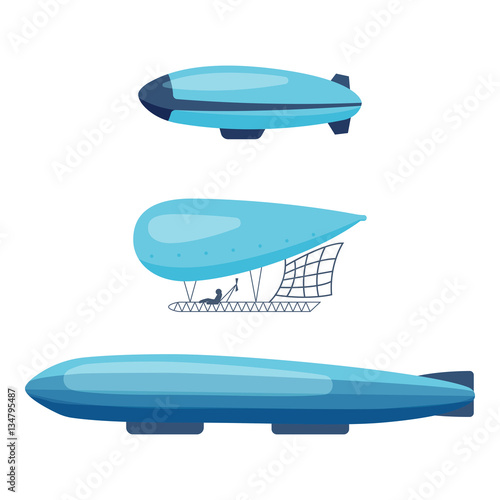 Ballon aerostat transport vector set.