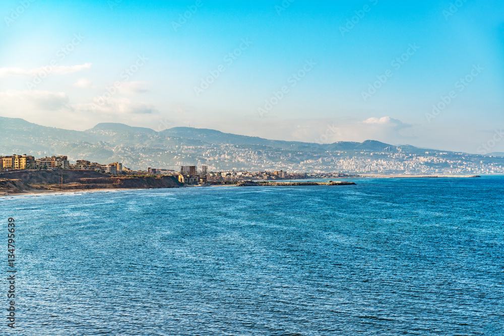The coastline in Beirut, Lebanon.