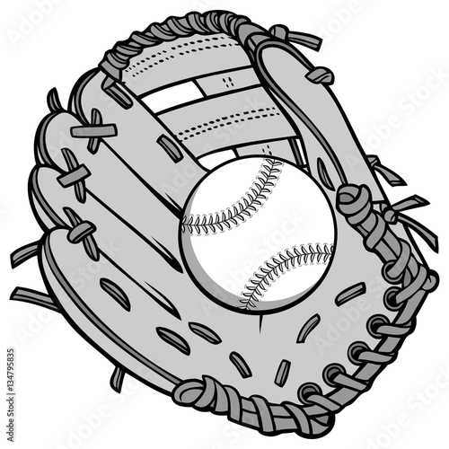 Baseball and Glove Illustration
