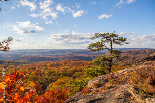 Fall foliage scenery New England mountain hike