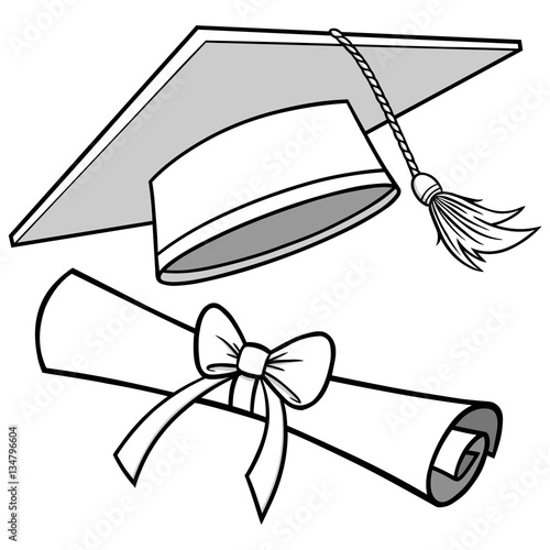 Graduation Cap and Diploma Illustration
