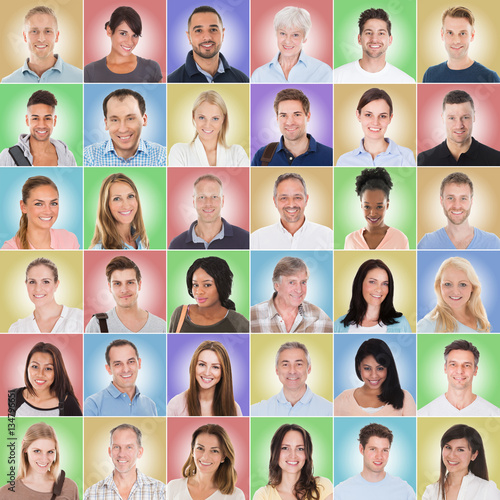 Group Of People On Colored Background