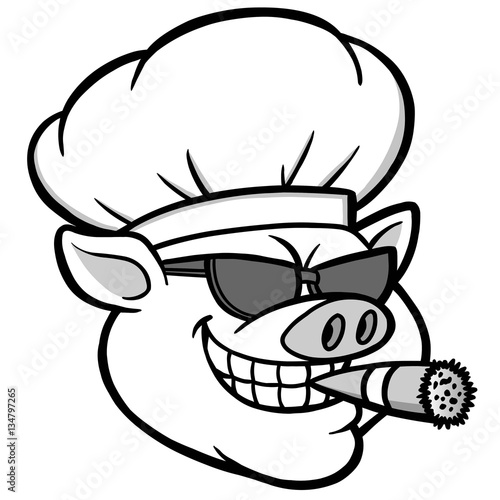 Smoking BBQ Pig Illustration