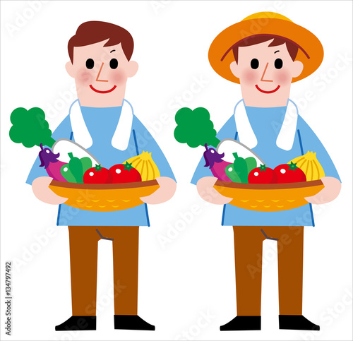 野菜を持つ男性