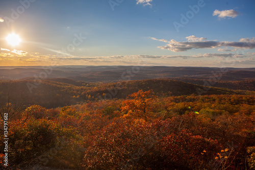 Fall foliage scenery New England mountain hike