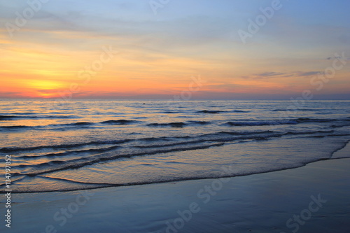 Koh Chang  Thailand. The colorful sunset on the beach.