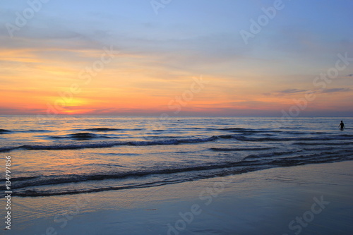 Koh Chang  Thailand. The colorful sunset on the beach.