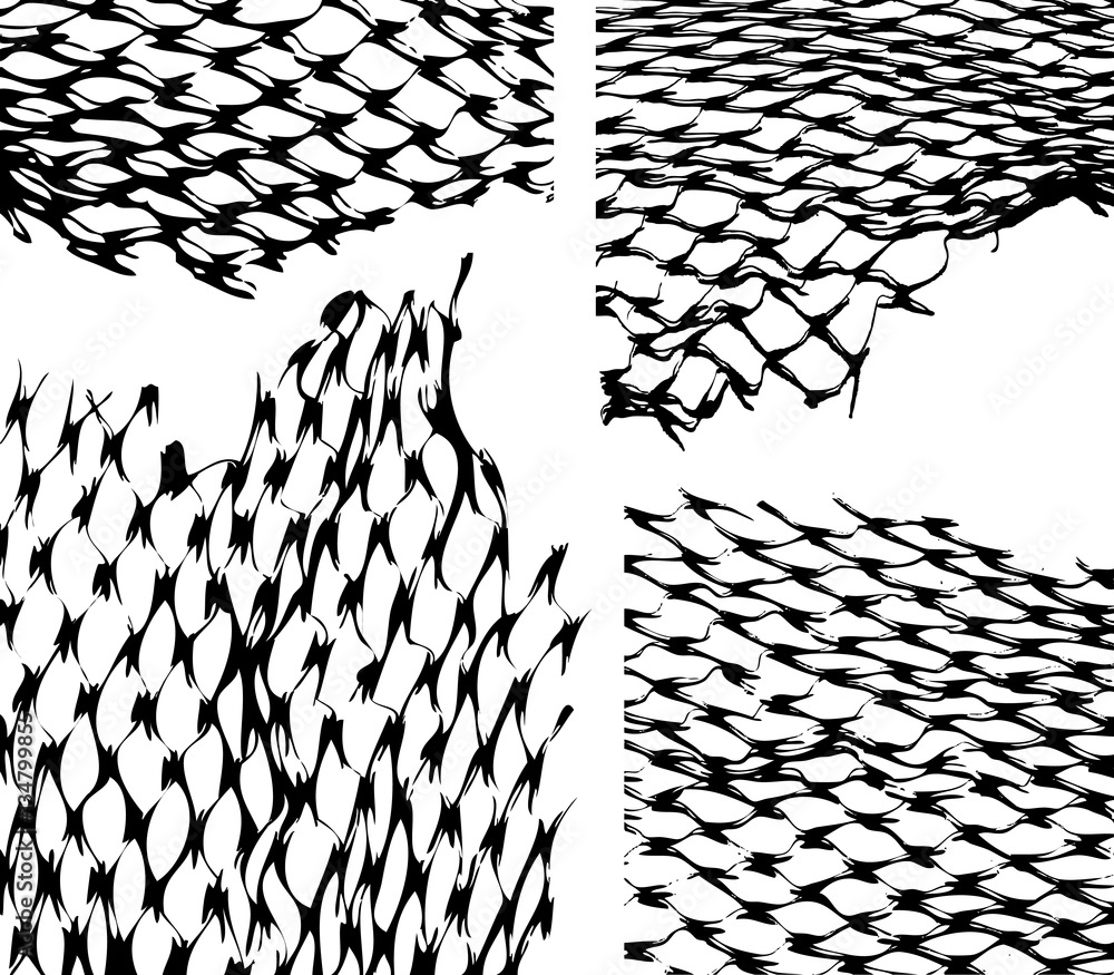 Torn fishnet texture overlay. Fishnet texture vector illustration