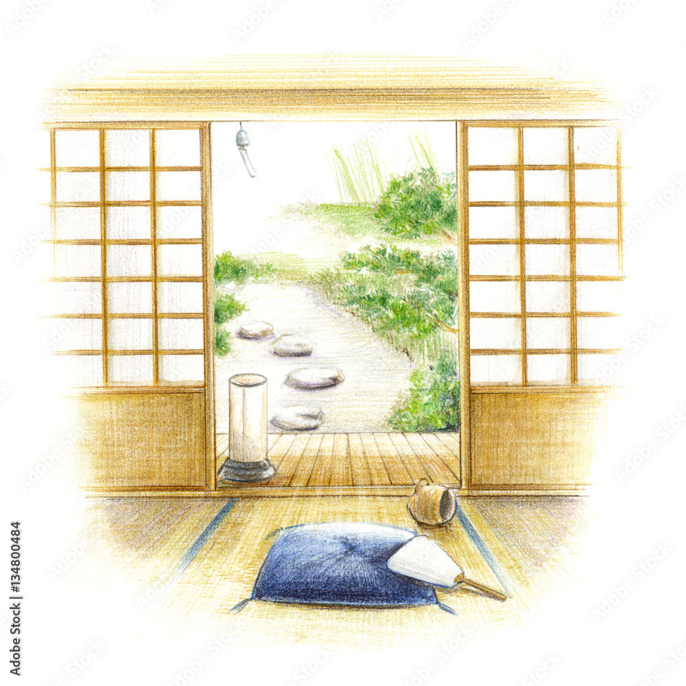 和室 夏の風景 Stock Illustration Adobe Stock