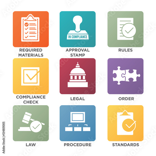 In compliance - icon set that shows a company passed inspection