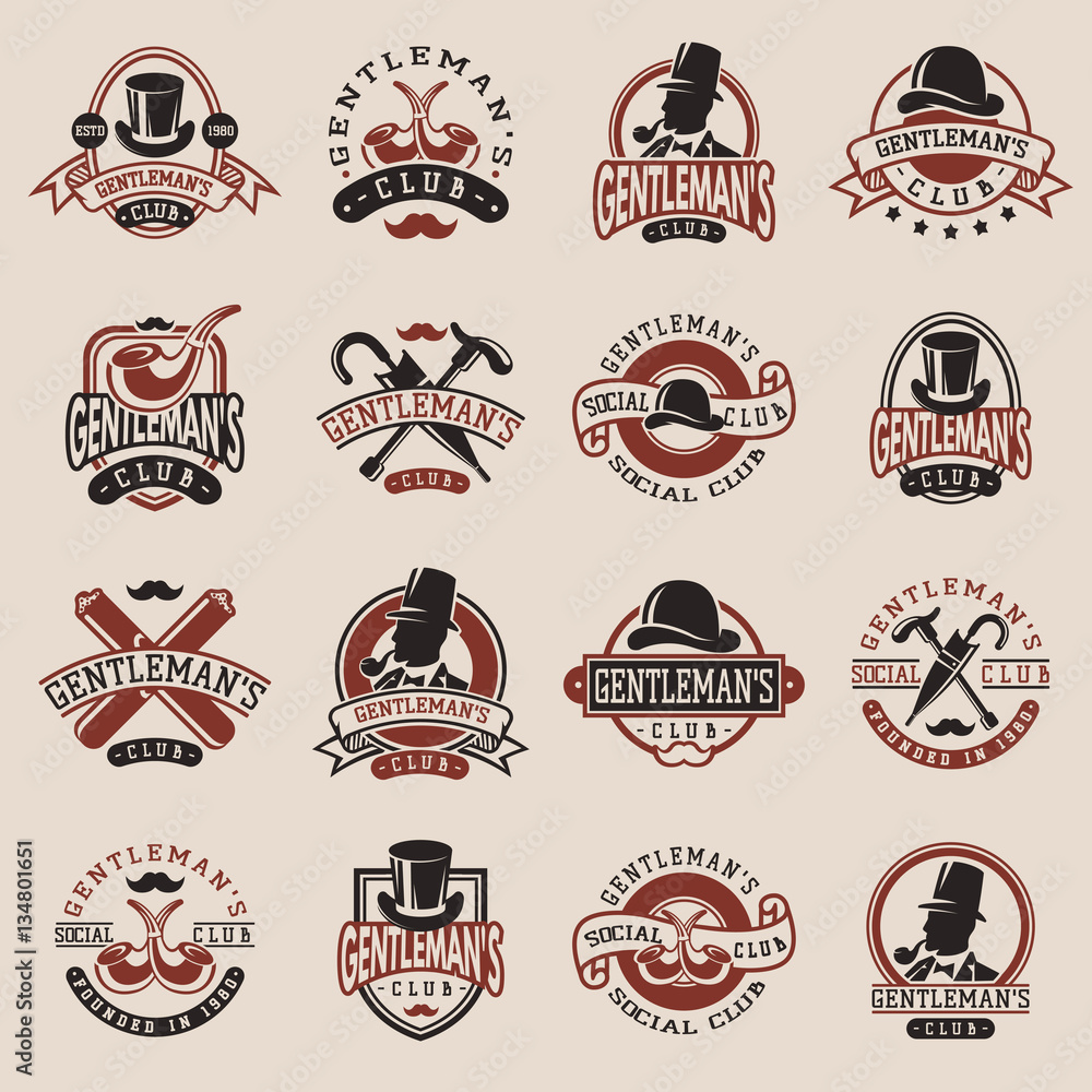 Gentlemans vintage badges vector illustration.