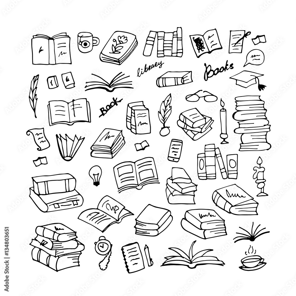 Fototapeta premium Set of books, sketch for your design