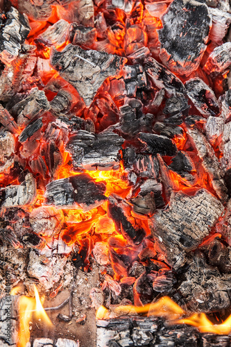 hot coals in a campfire