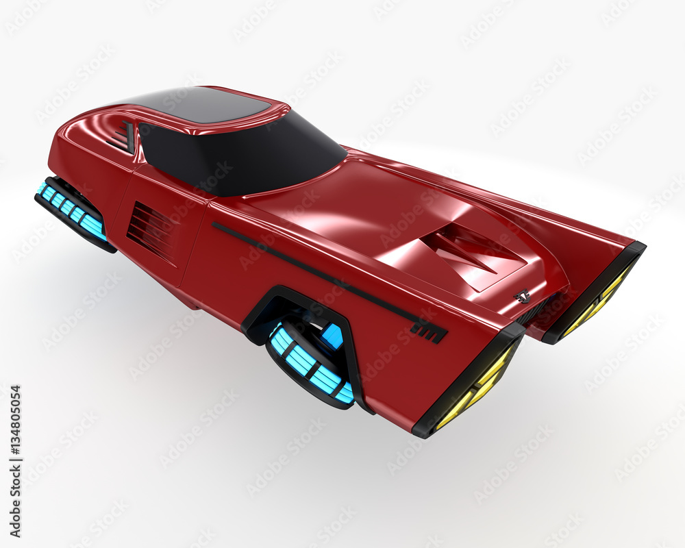 Naklejka premium Concept car of future transport system, isolated on white. 3d illustration