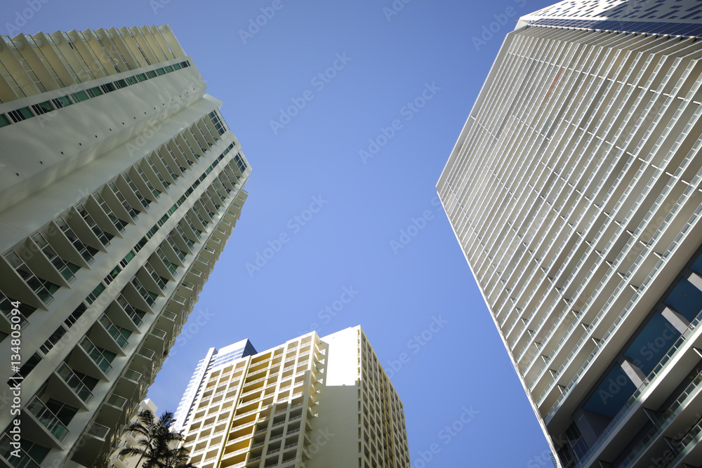 Wide angle of highrise architecture in the city Wide angle of highrise architecture in the city