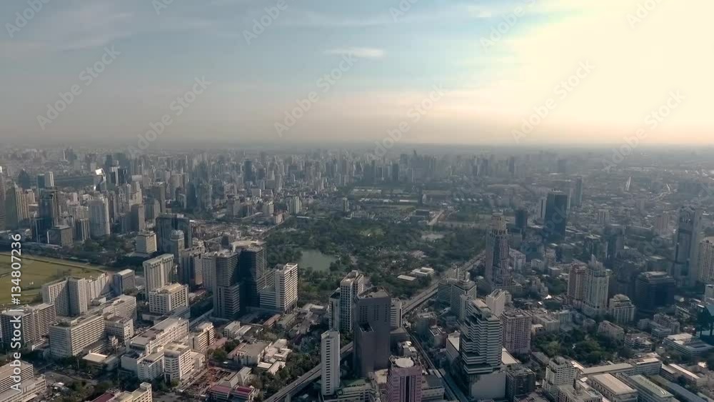 Silom Bangkok Thailand January 2017 ; Aerial Metropolis Skyscraper Building City Exterior Financial District Downtown Capitol Silom Bangkok Thailand January 2017 ; Aerial Metropolis Skyscraper Building City Exterior Financial District Downtown Capitol
