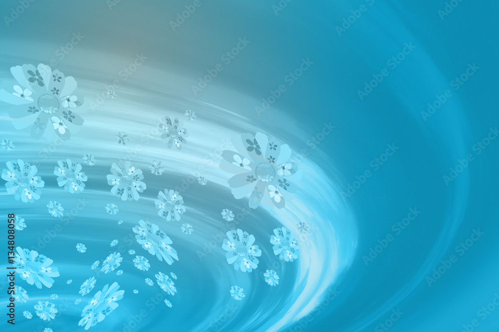 Swirling Blue Background With Flowers Swirling Blue Background With Flowers