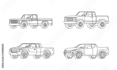 Pickup Truck Modern Design Models Set