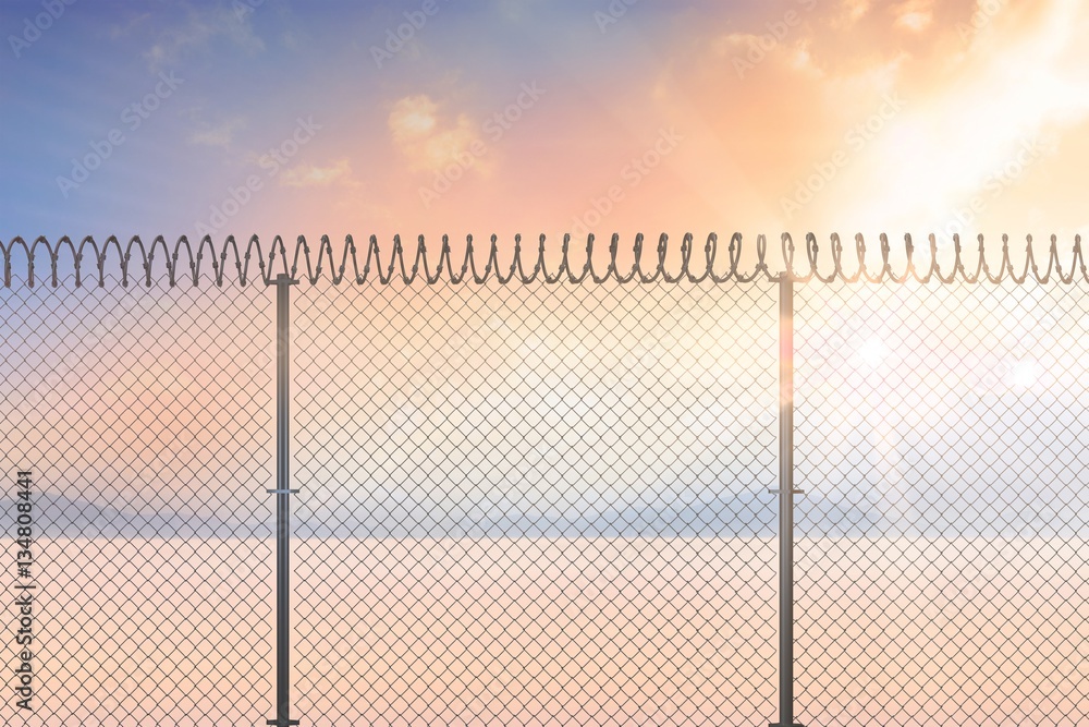 Composite image of chainlink fence by white background 3d Composite image of chainlink fence by white background 3d