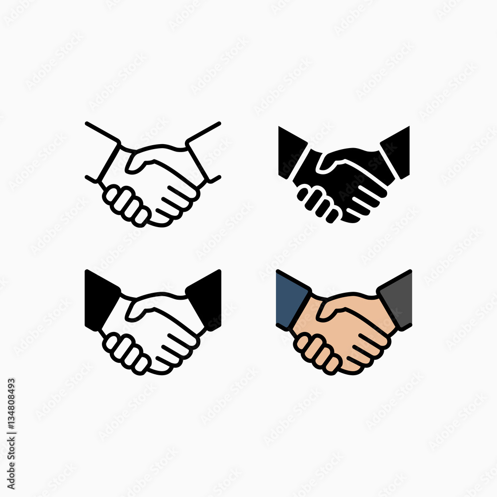 Obraz premium Handshake icon simple vector illustration. Deal or partner agreement symbol.