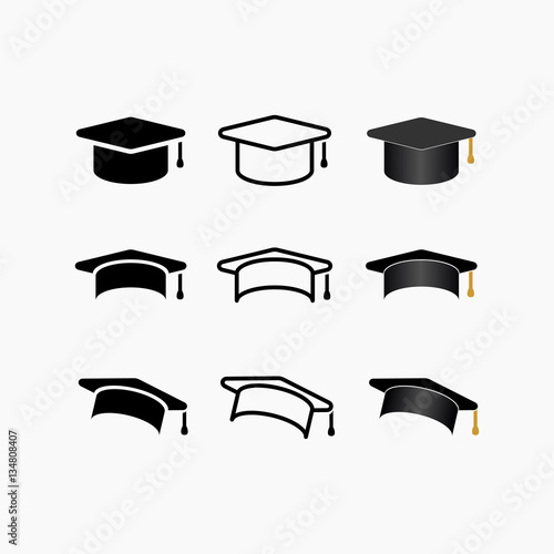 Education, graduation cap/hat icon simple vector illustration