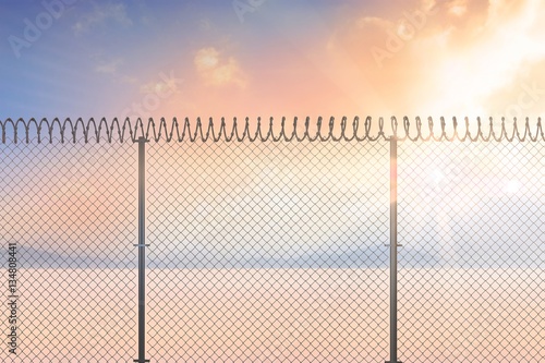 Composite image of chainlink fence by white background 3d