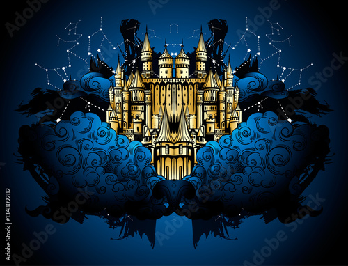 Photos majestic castle floating in the clouds