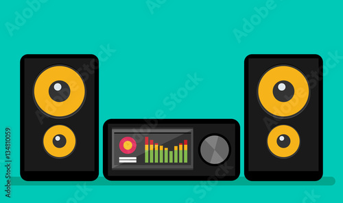 Home stereo flat vector music systems